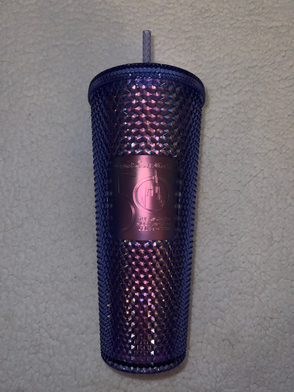 Disney 50th anniversary Iridescent Studded 24oz Tumbler Purple NWT